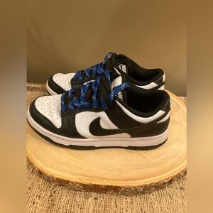 Nike Dunk Low Black‎ & White DD1503-101 Panda Sneakers Blue Xtra Laces Sz-6.5